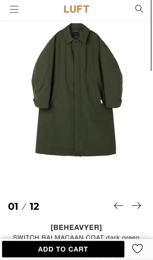 Beheavyer balmaccan coat olive