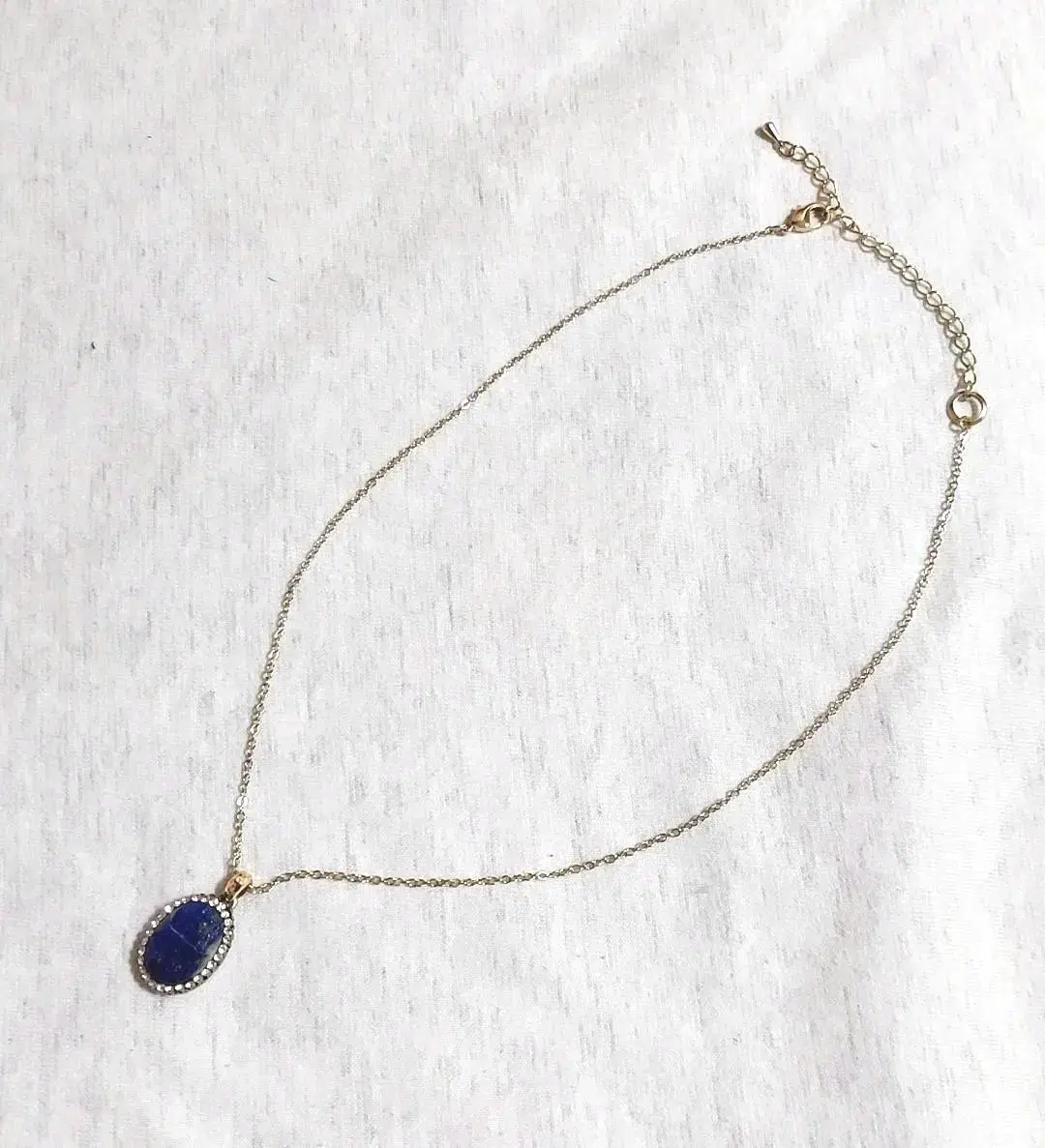 * Lapis Lazuli Two-Tone Cubic Necklace 41~49*1.9*1.9cm