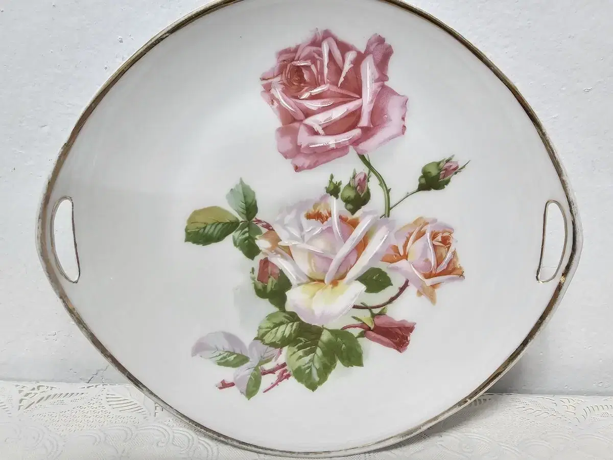 German Antique Altwasser Rose Plate