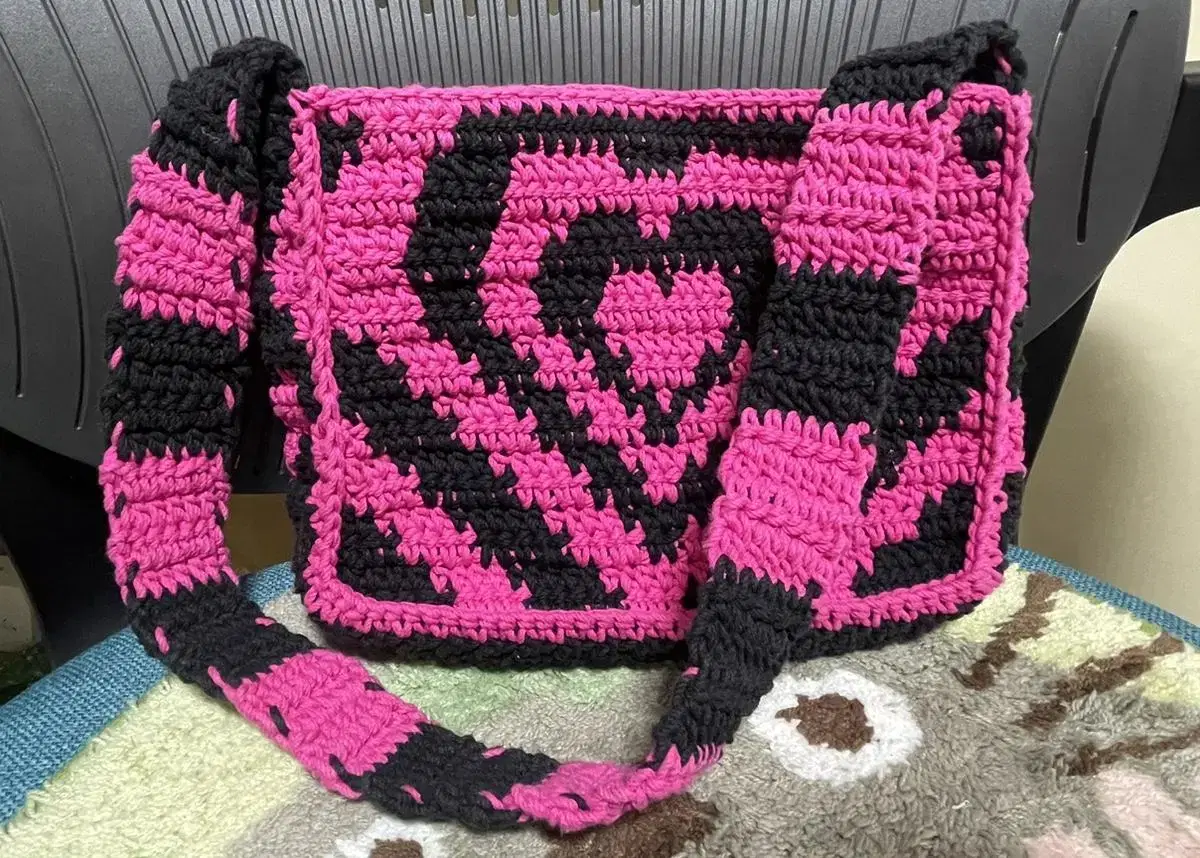 Y2K Handmade Heart Knitting Bag