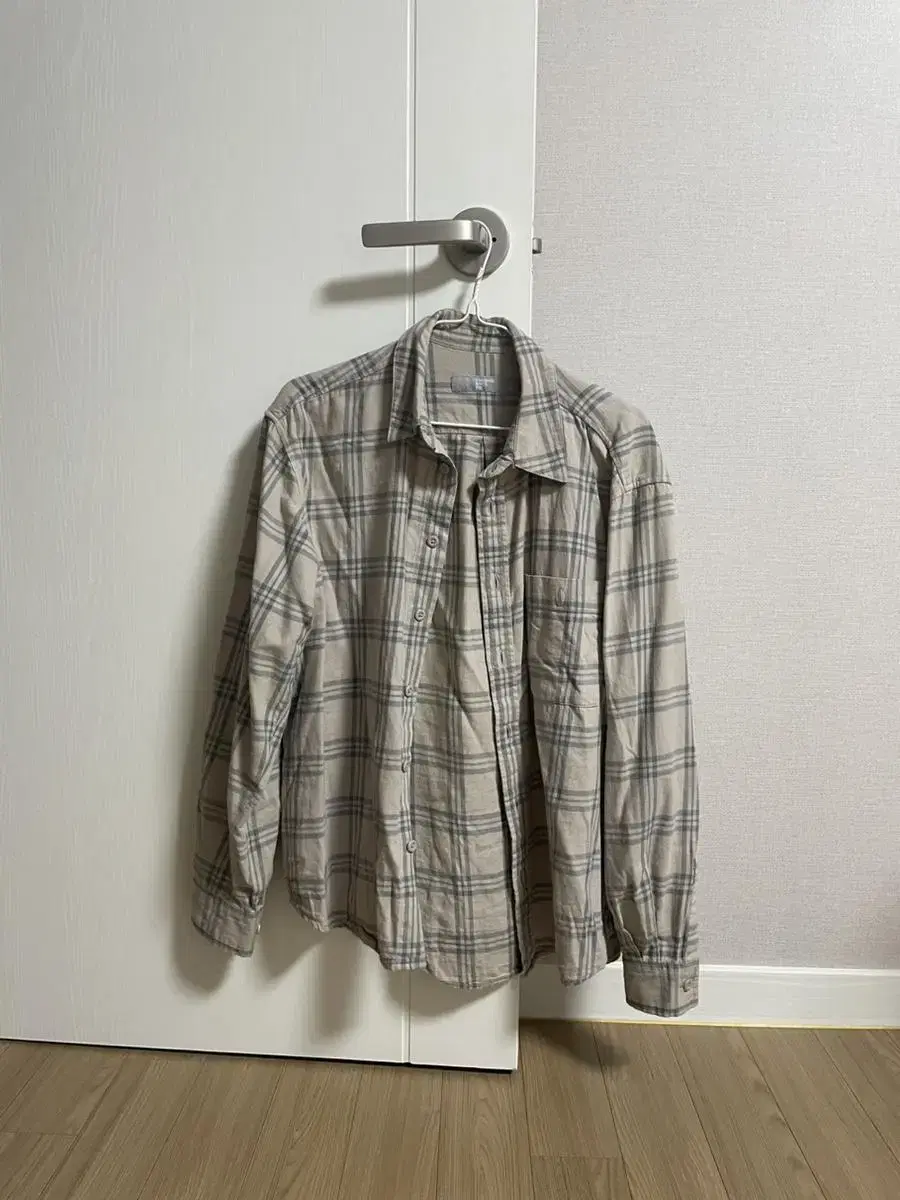 E.JI Beige Check Cotton Shirt