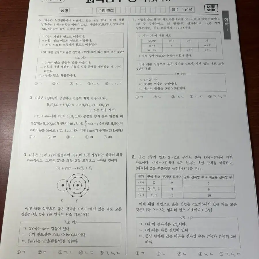 김준 화학 모의고사 5회분