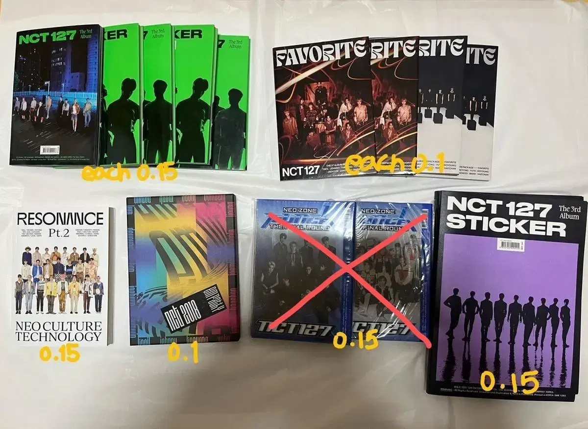 NCT127 unsealed album stickers, fei borit, empathy, etc.