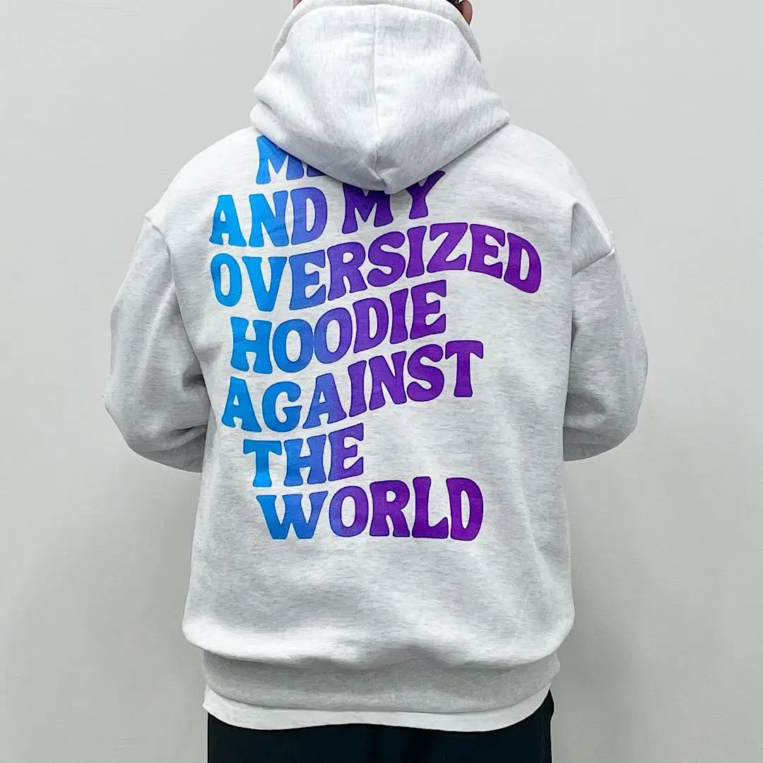 [Moo Bae] Simple Lettering Winter Men's Overfit Hoodie