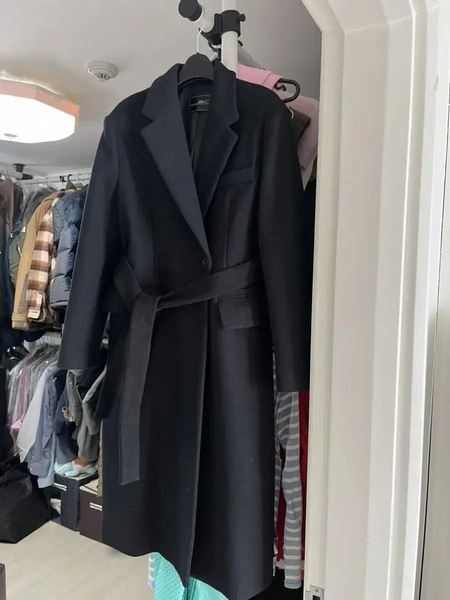 Long coat with belt