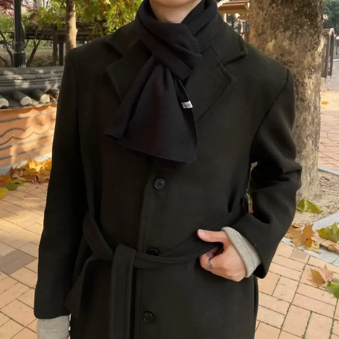 남자 로브 싱글 울 롱코트 겨울 안감 누빔 4온스 끈 120cm coat