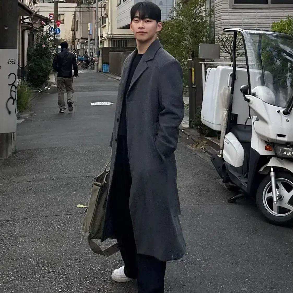 남자 로브 싱글 울 롱코트 겨울 안감 누빔 4온스 끈 120cm coat