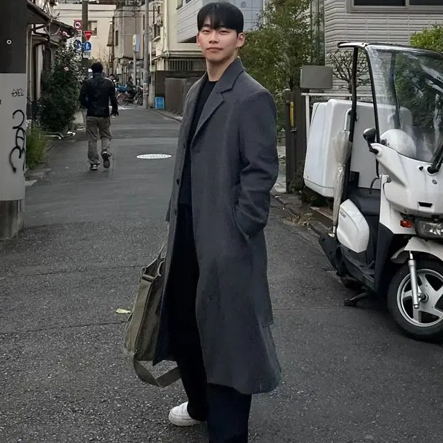 남자 로브 싱글 울 롱코트 겨울 안감 누빔 4온스 끈 120cm coat