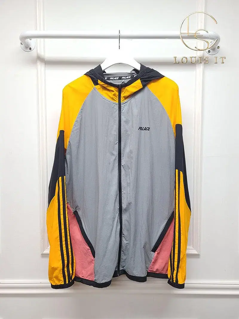 [L] Pallas x Adidas Orange Gray Shell Hooded Jacket