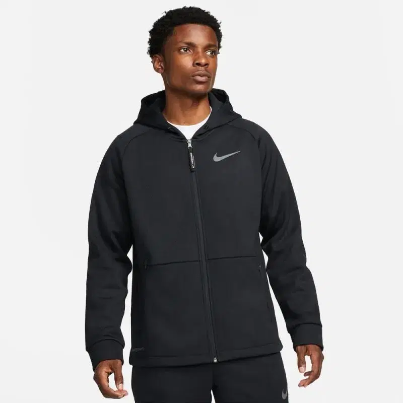 Nike Men's Black Hooded Zipped Up