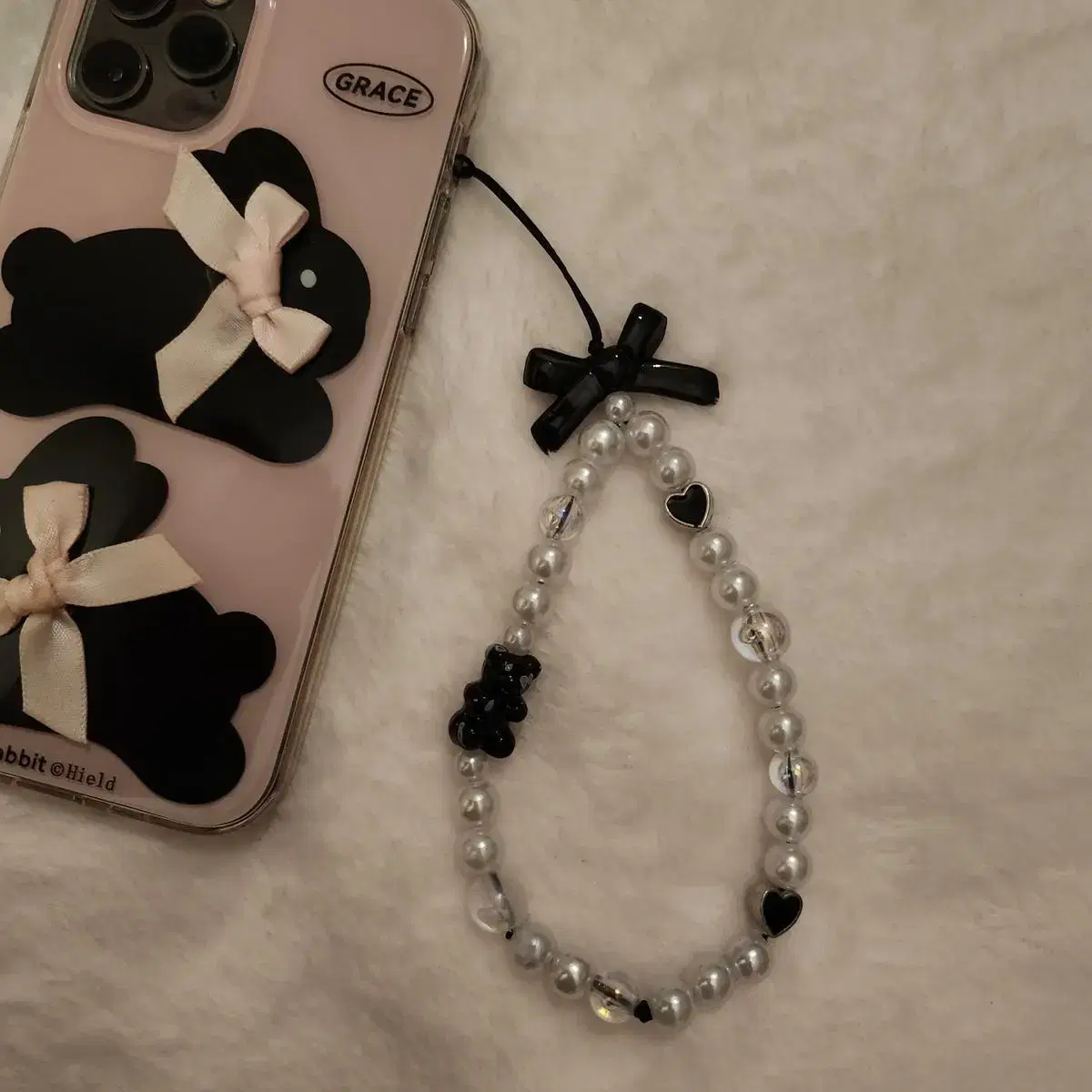 Cookie & Cream Black Beaded Strap/Beaded Keyring