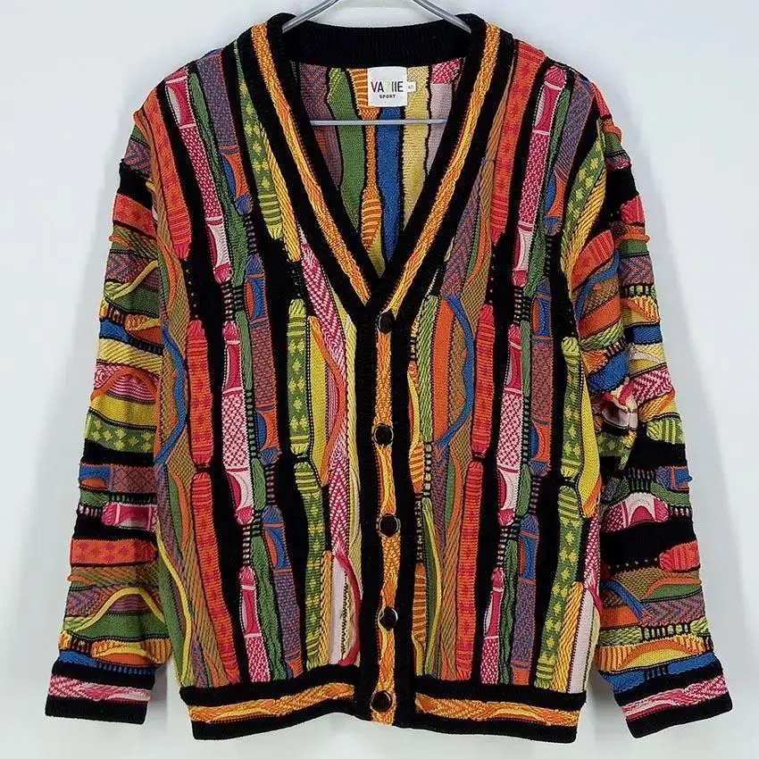 VAZIIEMen's Vivid Pattern Dotom Knit Cardigan Rainbow (HU19570)