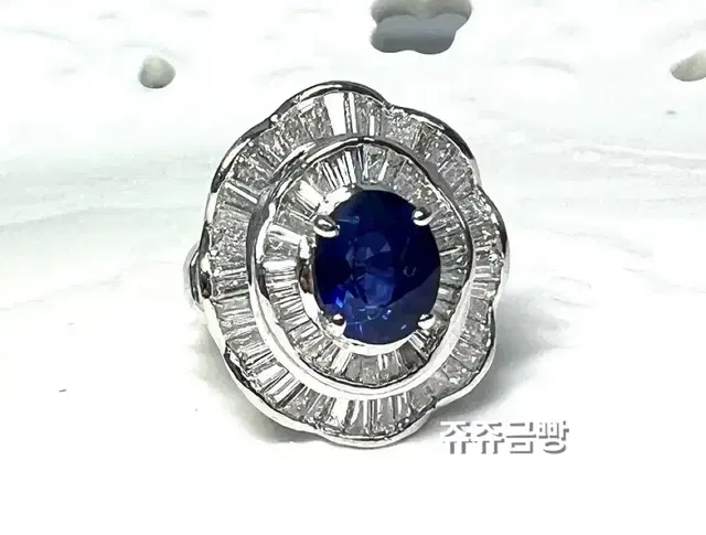 {쥬쥬금빵} 사파이어 3.12ct 천연 다이아 14k 골드 금 반지