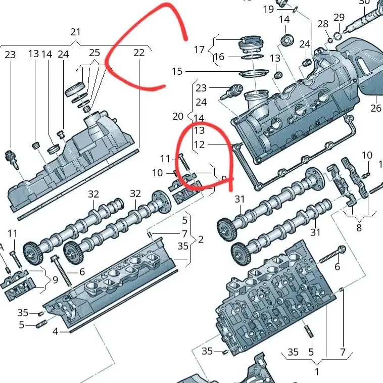 아우디 3.0 TDI 디젤 로커암 헤드 커버 씰링 A6 A7 A8