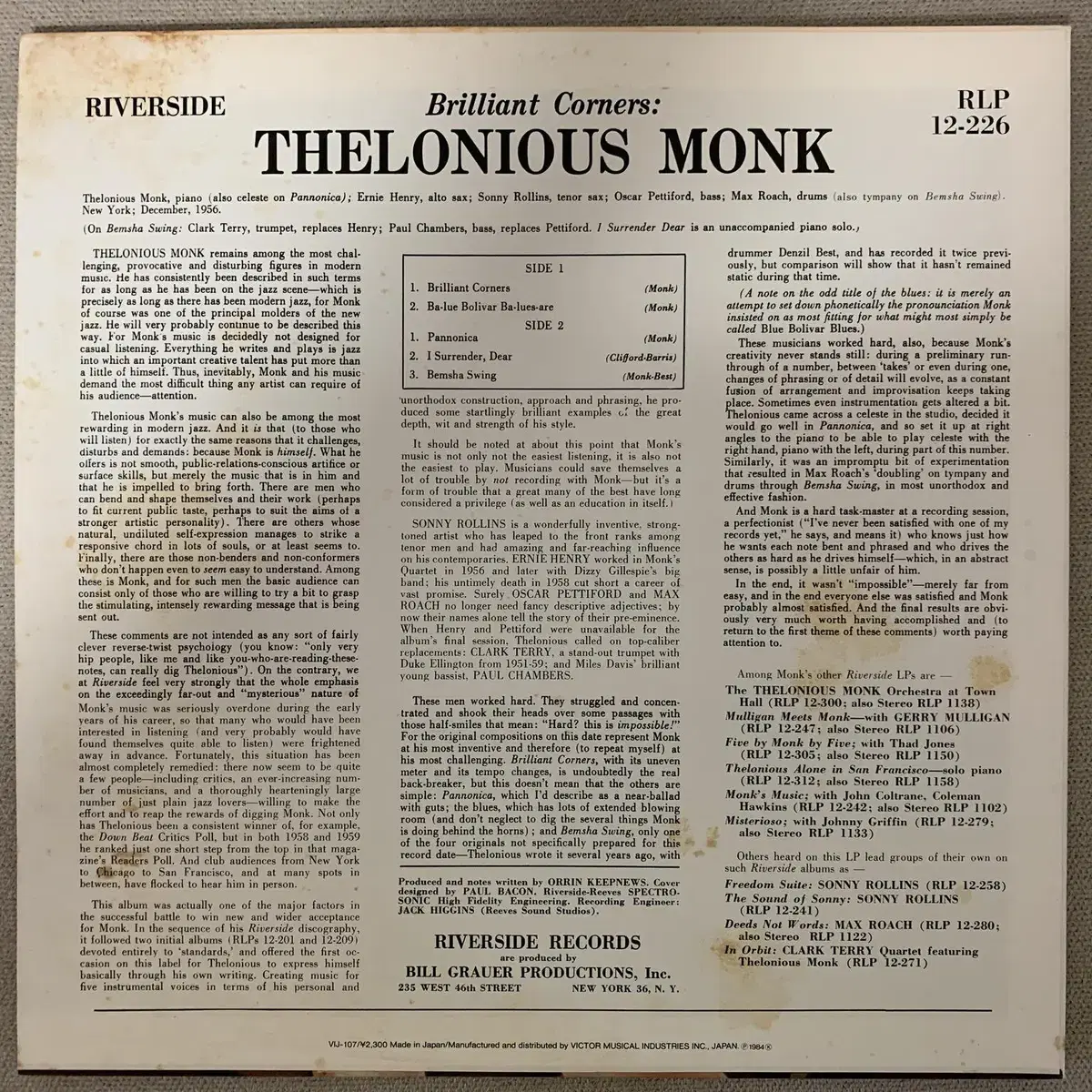 [JAZZ] Thelonious Monk - Brilliant... LP