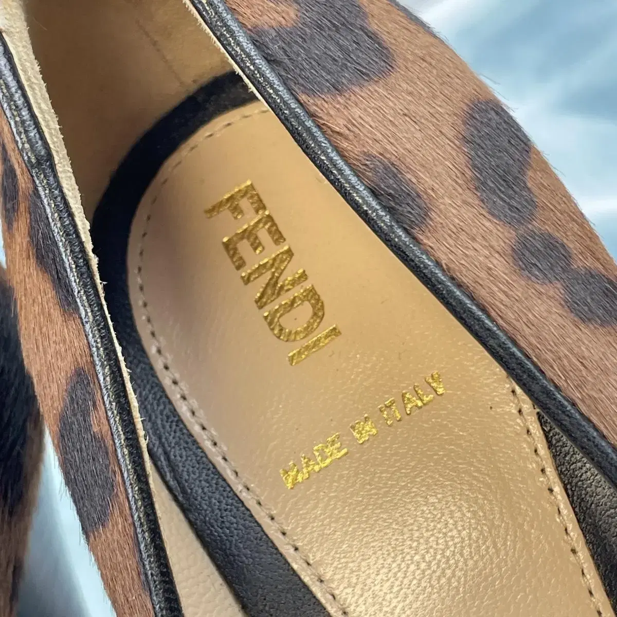 [37.5/235] FENDI 펜디 송치 호피무늬 하이힐 구두