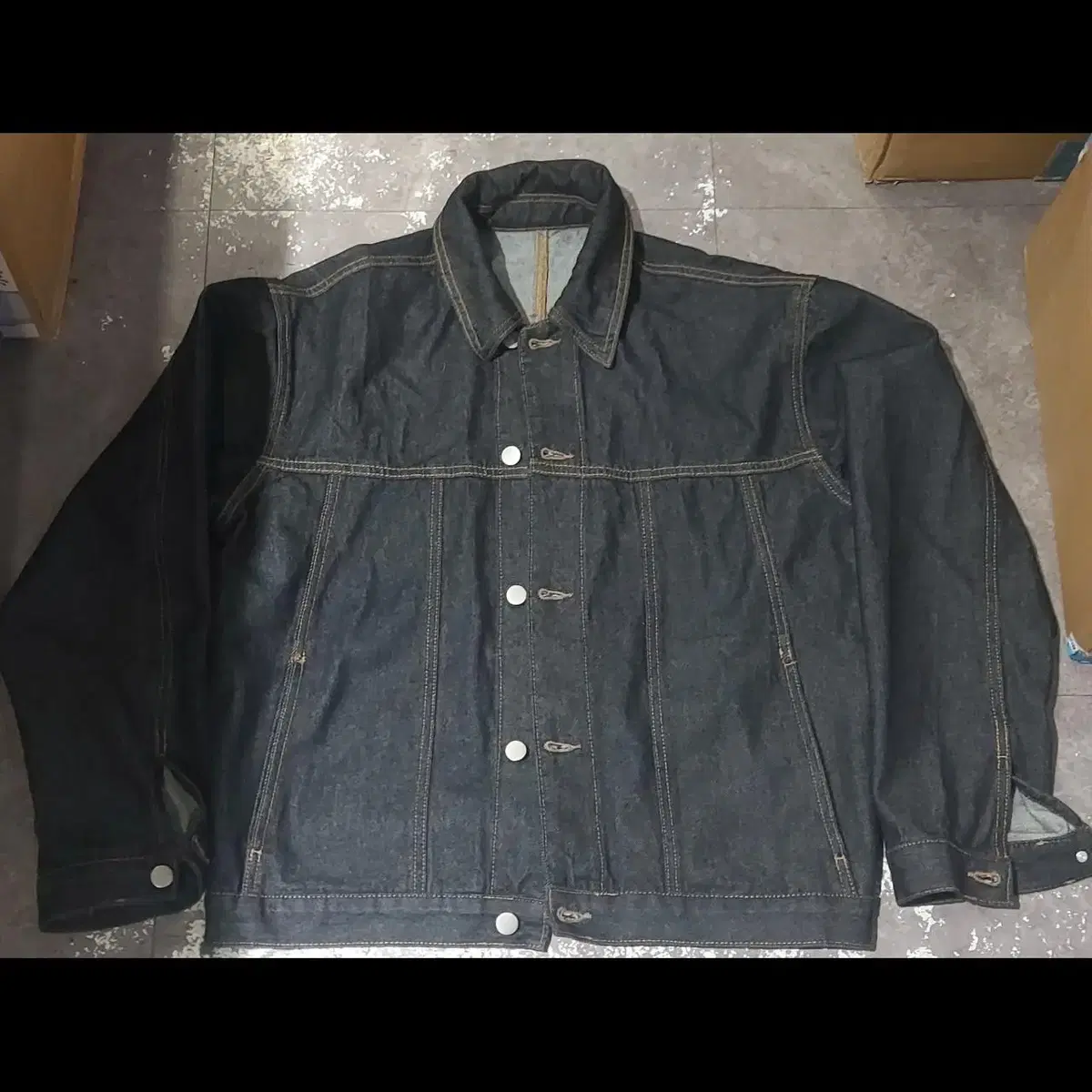 8 Seconds Jeans Jacket Raw Edge Denim Trucker Navy M95