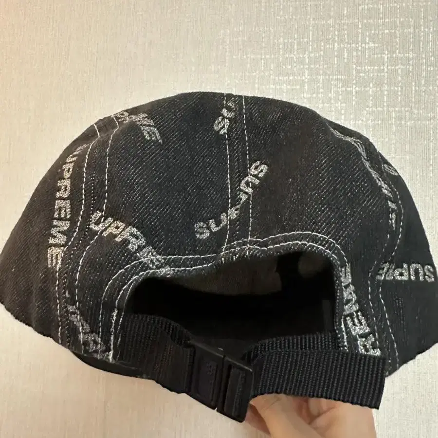 17ss 슈프림 supreme denim logo camp cap 캠프캡