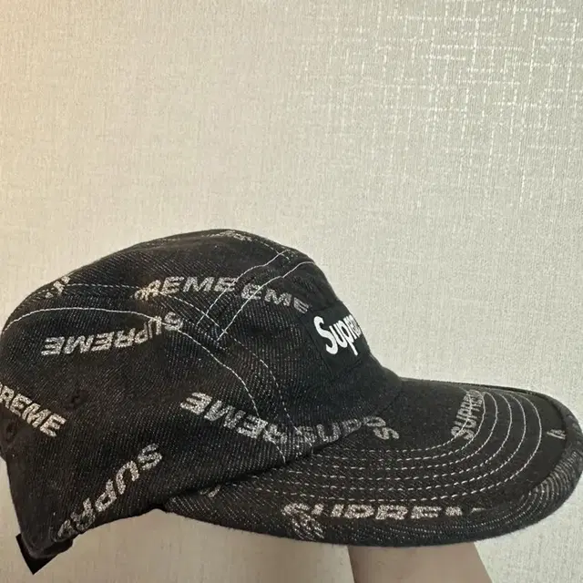 17ss 슈프림 supreme denim logo camp cap 캠프캡