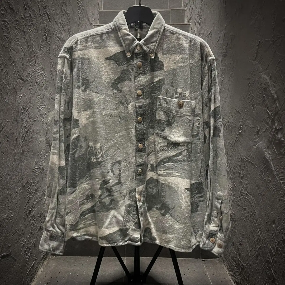 [H.B] USA VINTAGE Gray Eskimo Patterned Baum Wool Shirt in Gray