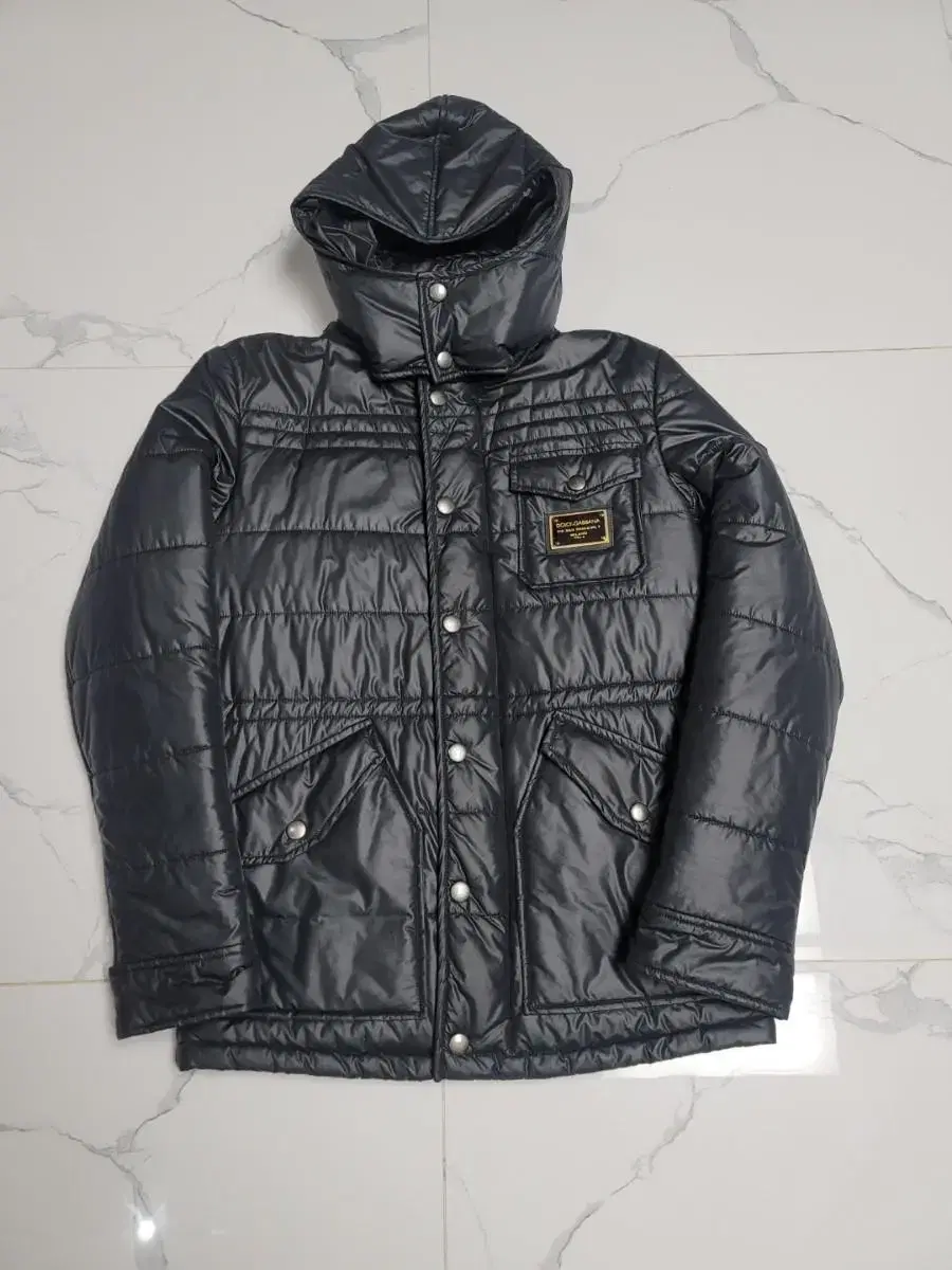 Dolce & Gabbana Plate Hooded Padded Jacket Black 44 95