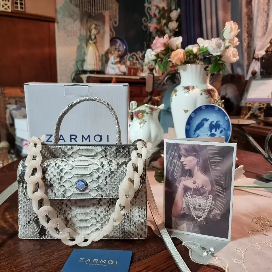 [새상품]JARMOI 리얼 파이톤 호마이카체인빽