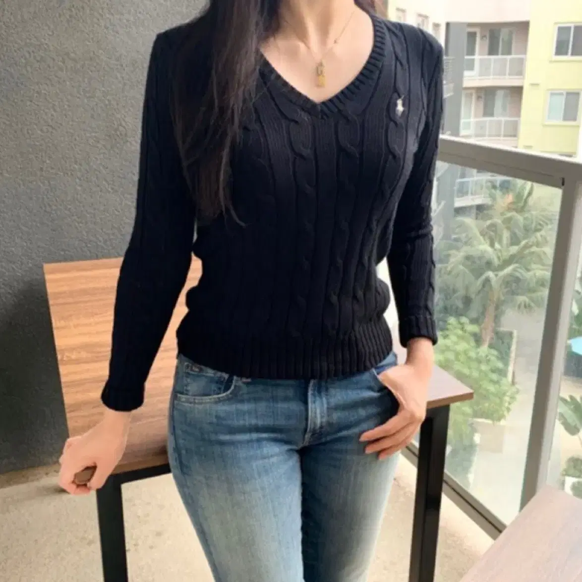 무료배송) 정품 새상품 폴로 꽈배기니트 브이넥 여성용 7가지 색상
