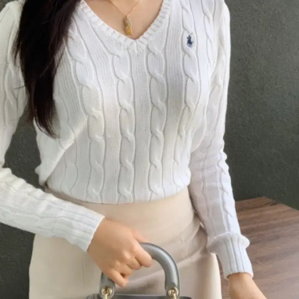 무료배송) 정품 새상품 폴로 꽈배기니트 브이넥 여성용 7가지 색상