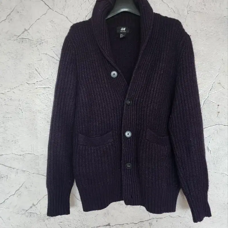 다크퍼플 도톰 Wool shawl collar 니트가디건 S