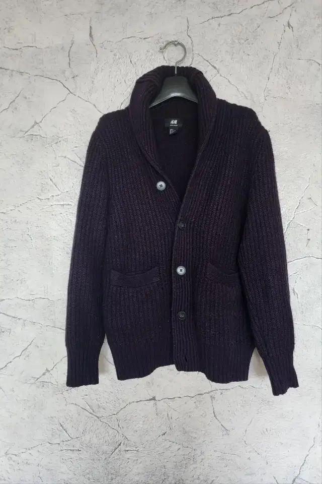 다크퍼플 도톰 Wool shawl collar 니트가디건 S