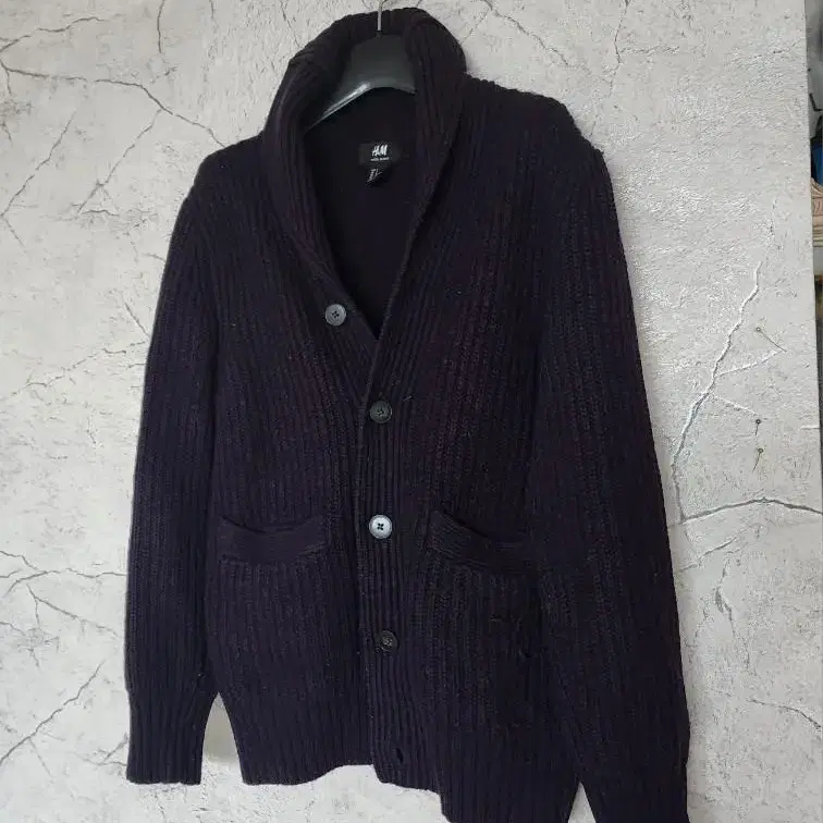 다크퍼플 도톰 Wool shawl collar 니트가디건 S