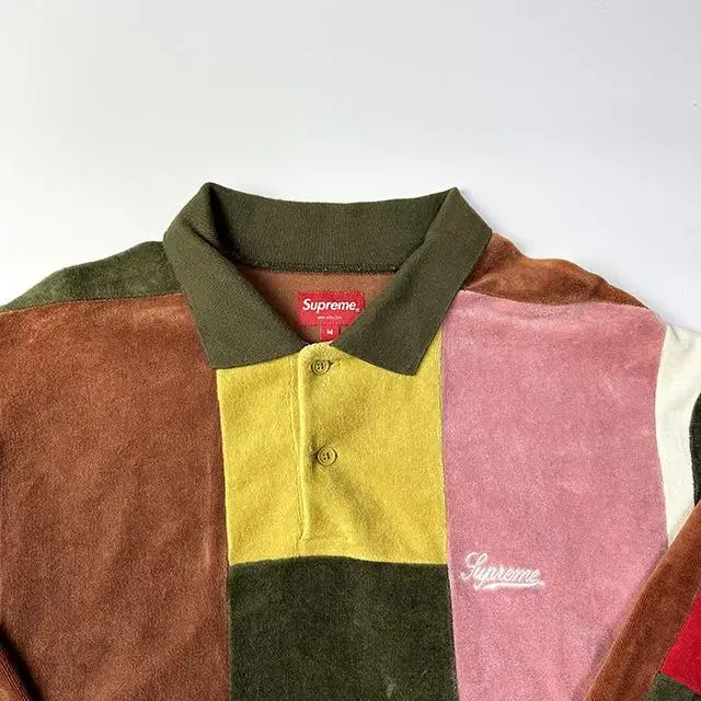 SUPREME 20AW Patchwork 슈프림 벨루어 벨벳 폴로 셔츠