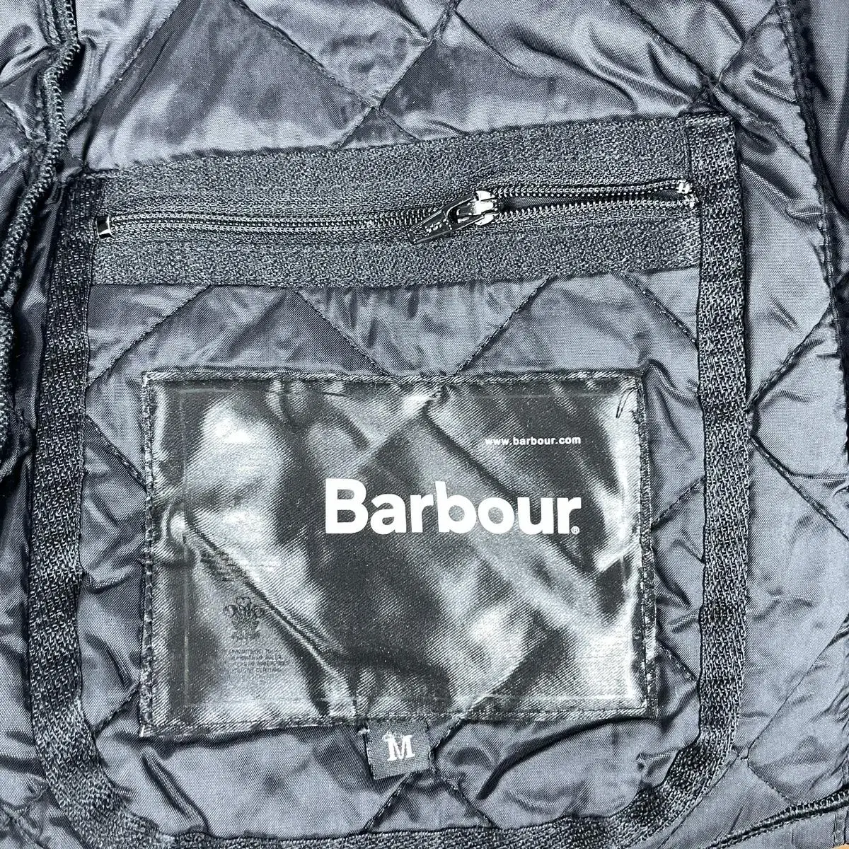 C75 Barbour 바버 카라 배색 퀄팅 자켓 M