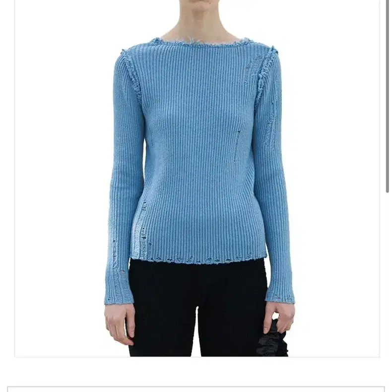 다이애그널 V NECK DAMAGE KNIT (Blue)