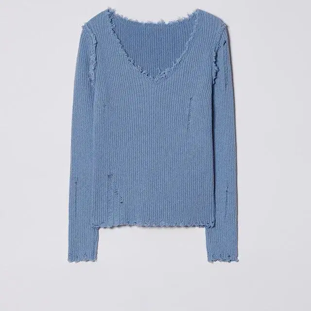 다이애그널 V NECK DAMAGE KNIT (Blue)