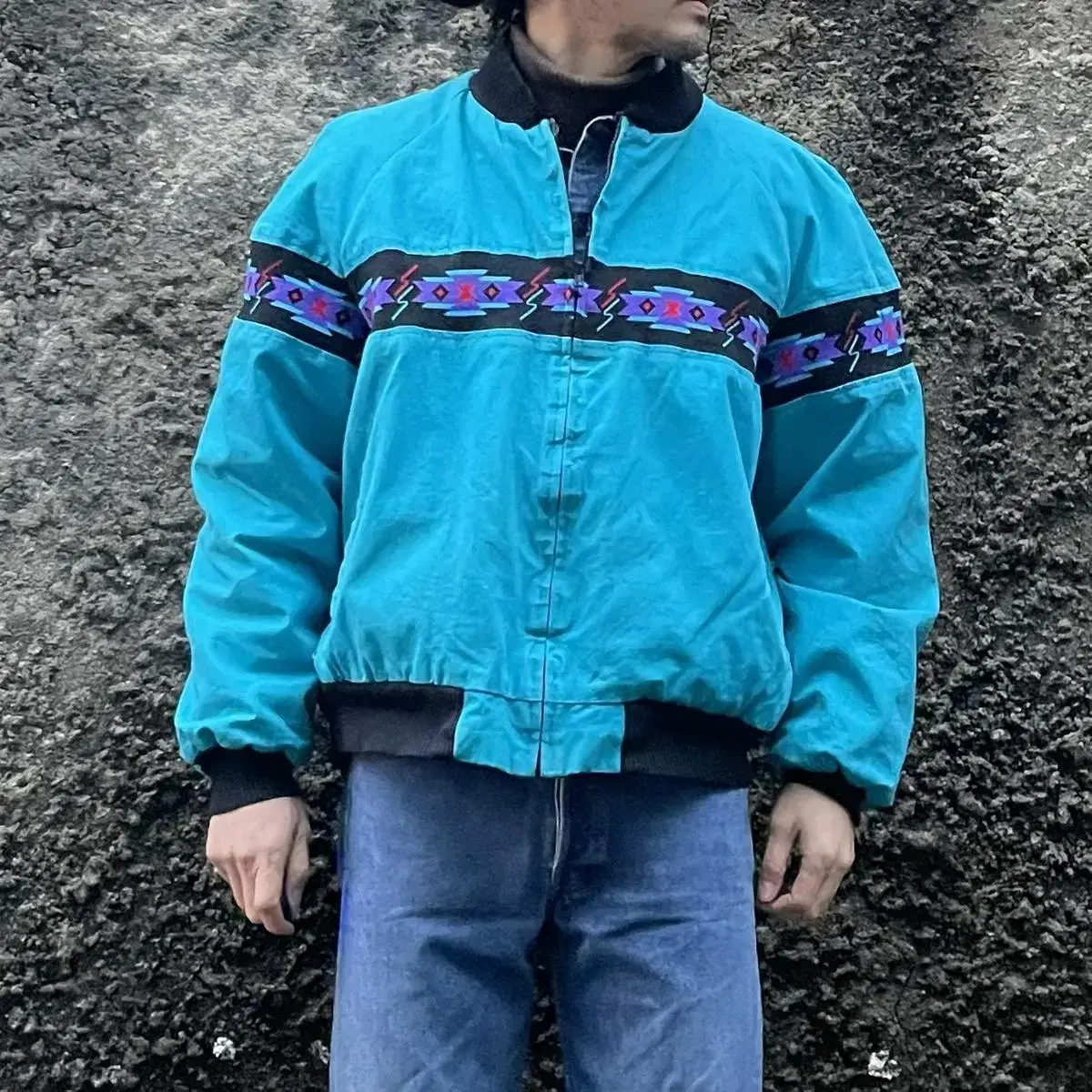 90s US Davis James Azetec pattern jacket