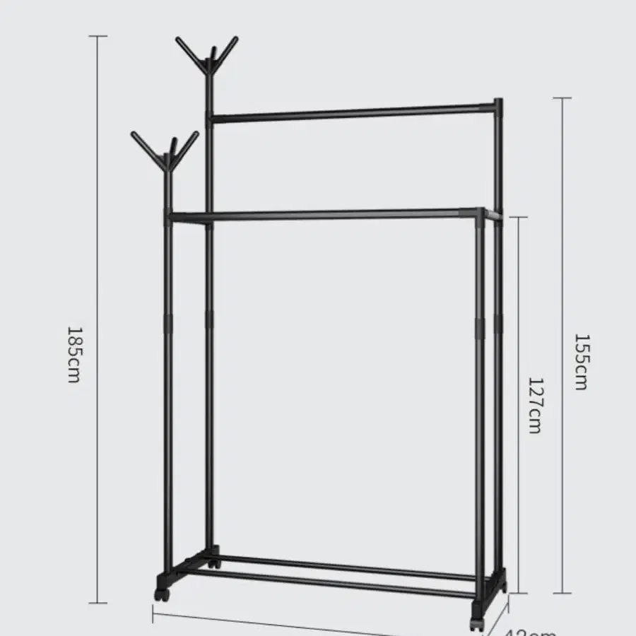 (무료배송) 더블 행거 옷걸이 수납 스탠드 이동식