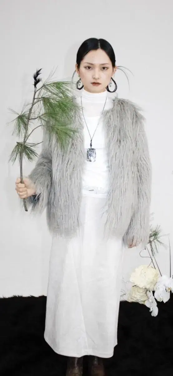 miae 미애 Fur jacket gray