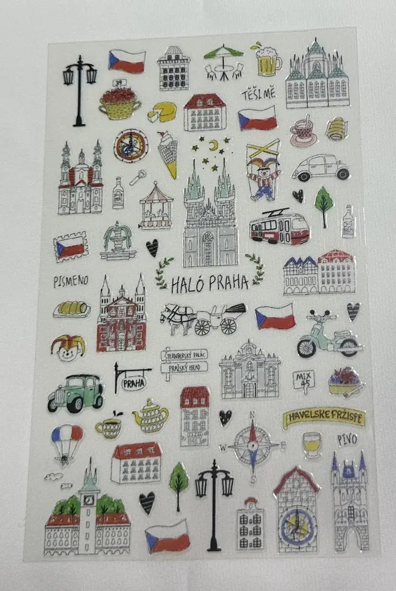 Dakku sticker 5 different country symbols hand drawn drawing style diary decorating phrases