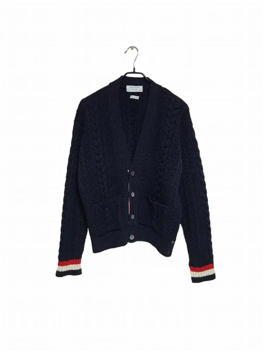 Thom Browne RWB Cuffed Cable Cardigan