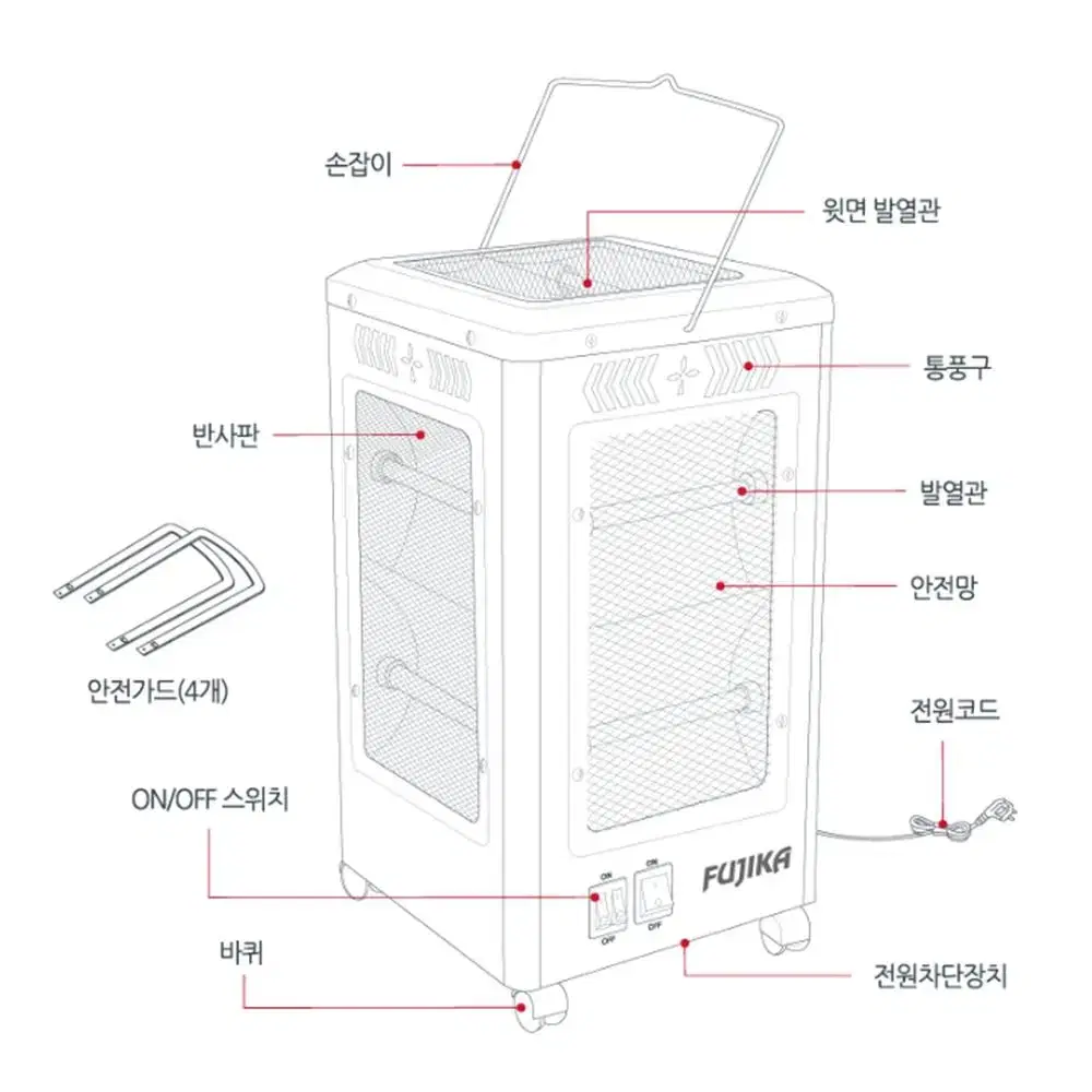 [후지카] 에코 초절전 순간 고효율 카본 전기 오방 히터 난로 욕실 원통