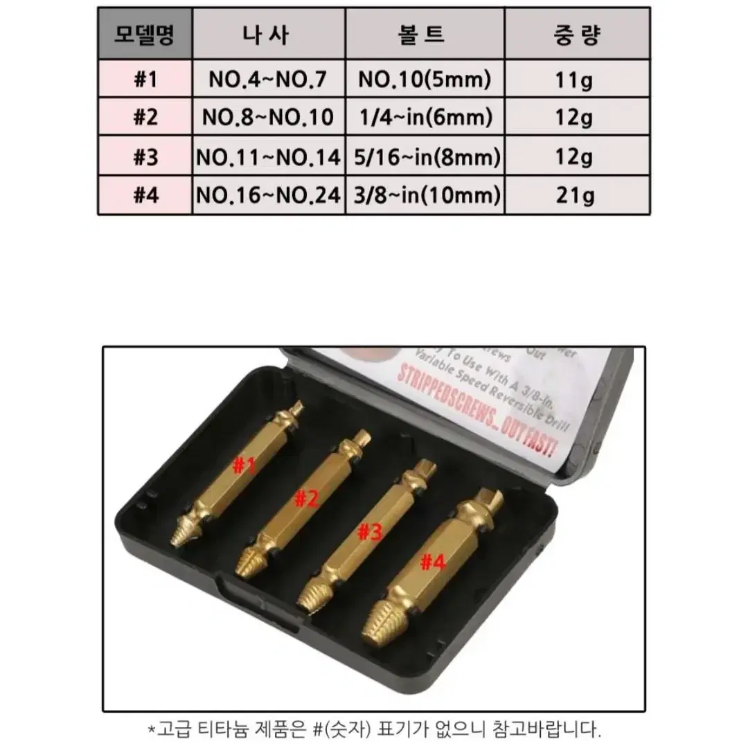 나사못 제거 반대 빠꾸탭 세트  1+1