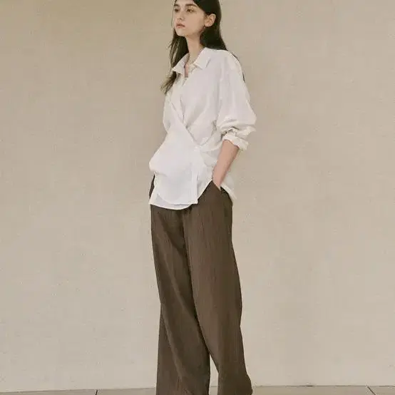 링서울 linen bamboo blended wrap shirt