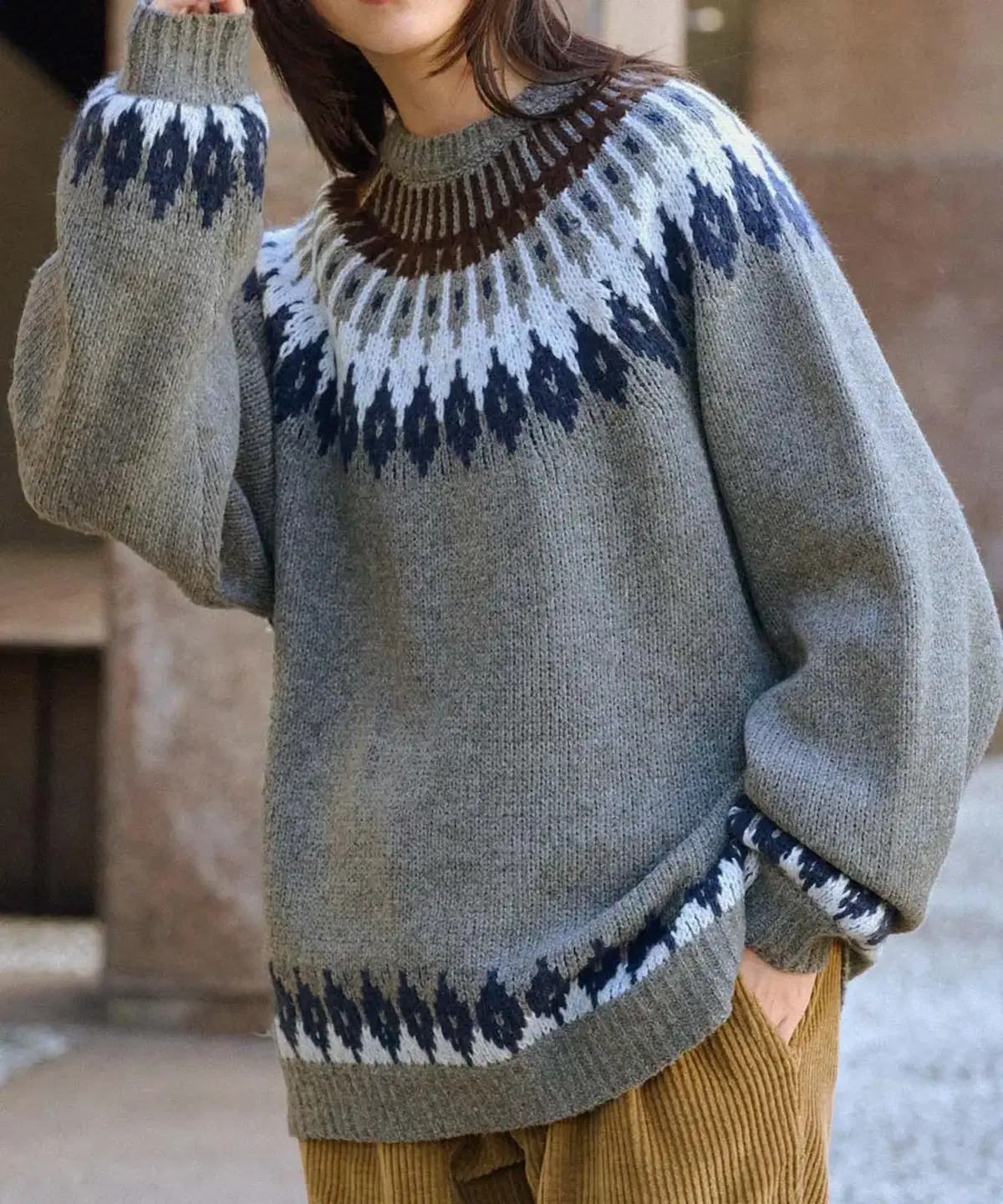 [Overseas] Monomart Nordic Jacquard Big Silhouette Knit 23FW