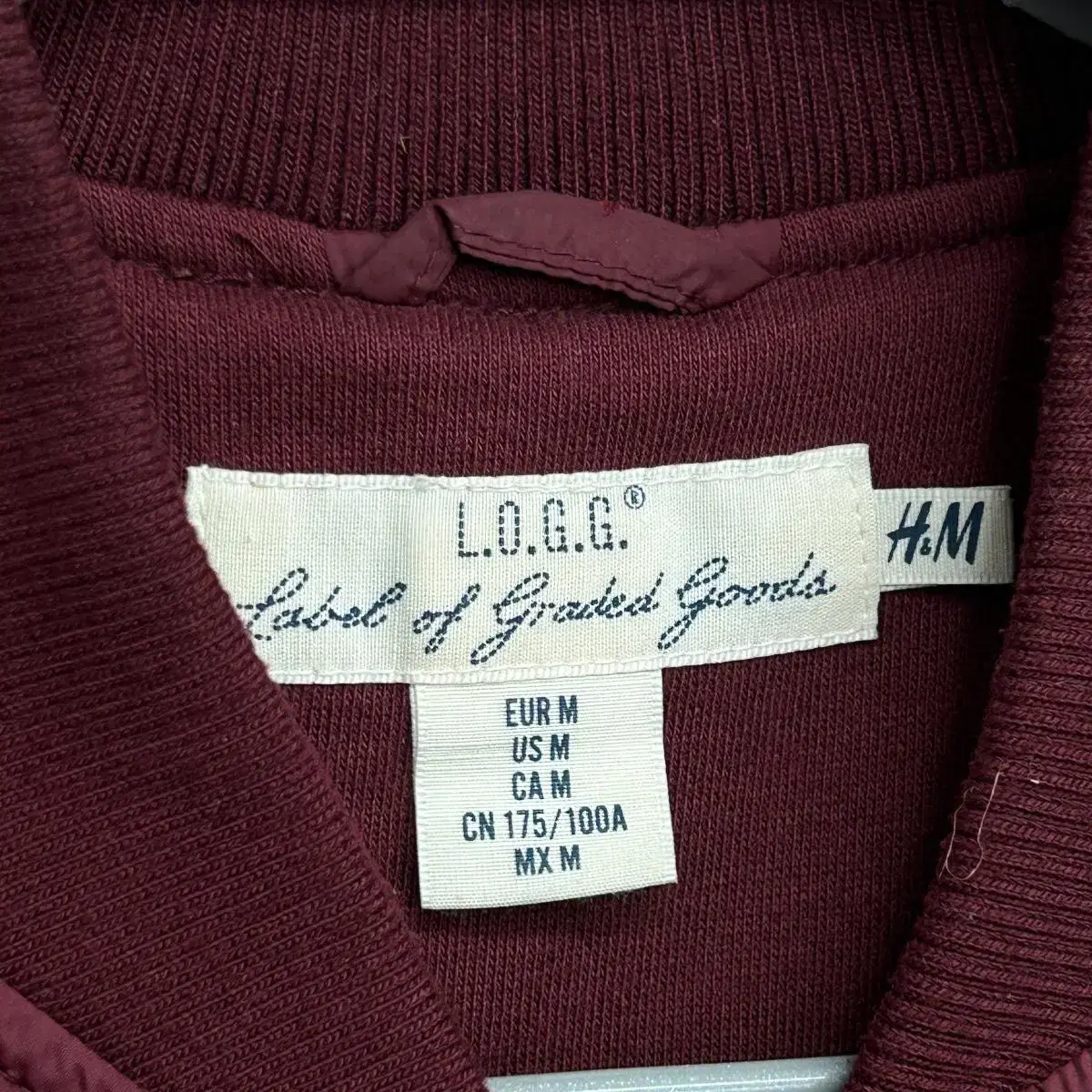 H&M L.O.G.G. 버건디 레드 야상 점퍼 M