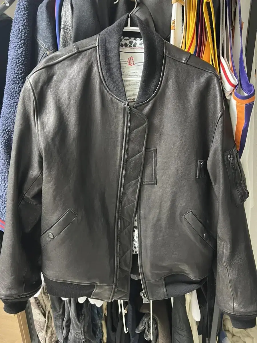 Blackout leather ma-1 size L