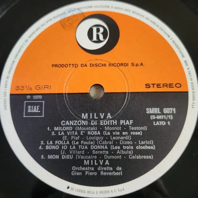 밀바(Milva) Canzoni di Edith piaf  LP