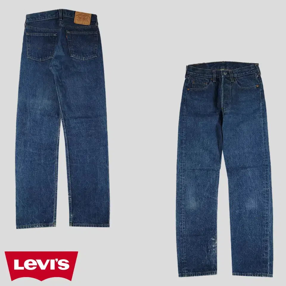 Levi's 80s 501 Mid-Blue Wash Button-Fly Slim Straight Fit Amekazi War