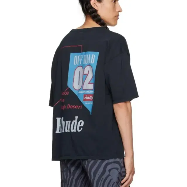 RHUDE 루드 블랙 '02' 반팔 티셔츠 XL