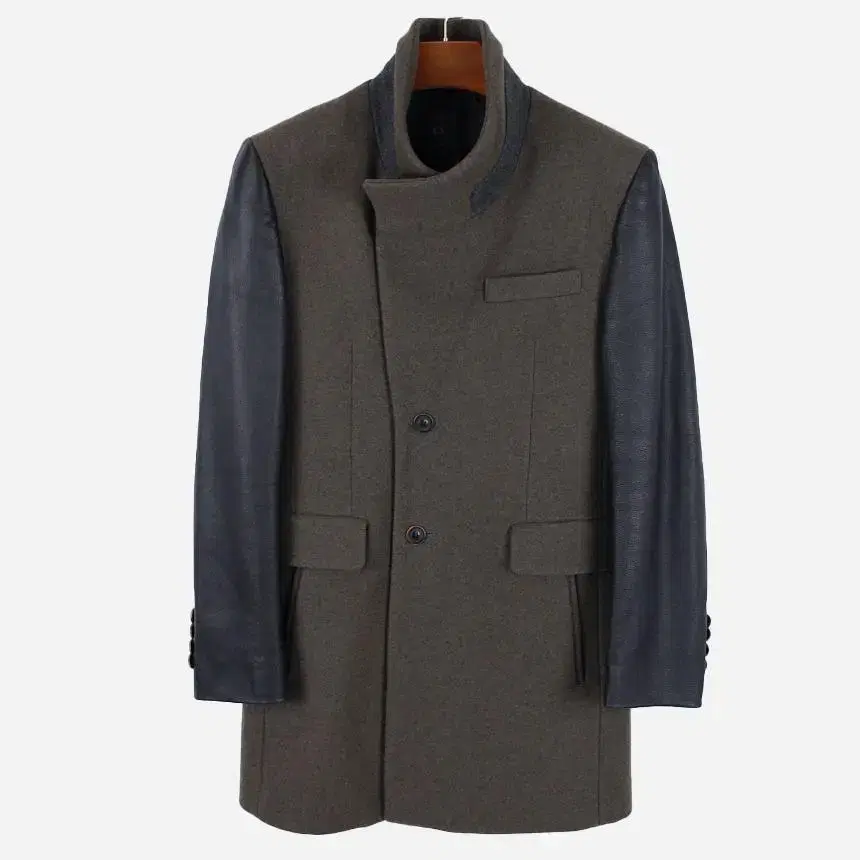 Embio natural leather-colored wool coat/slim fit